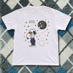 White-Harry Styles Snoopy Disco Graphic Pop Culture Tee